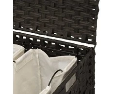 Skalbinių krepšys su ratukais, rudas, 66x35x60cm, ratanas