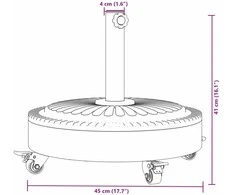 Skėčio nuo saulės pagrindas su ratukais 38/48mm stulpams, 27kg
