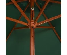 Skėtis nuo saulės, žalios spalvos, 270x270cm, medinis kotas