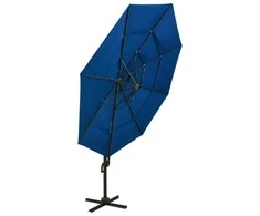 Sodo skėtis su aliuminio stulpu, mėlynas, 3x3m, 4 aukščių