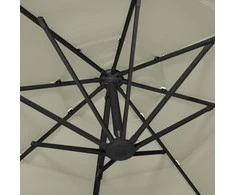 Sodo skėtis su aliuminio stulpu, smėlio, 3x3m, 4 aukščių