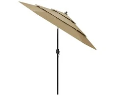 Sodo skėtis su aliuminio stulpu, taupe, 2,5m, 3 aukščių