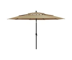 Sodo skėtis su aliuminio stulpu, taupe spalvos, 3,5m, 3 aukščių