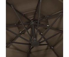 Sodo skėtis su aliuminio stulpu, taupe, 3x3m, 4 aukščių