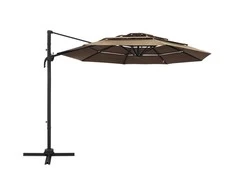 Sodo skėtis su aliuminio stulpu, taupe, 3x3m, 4 aukščių