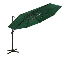Sodo skėtis su aliuminio stulpu, žalias, 3x3m, 4 aukščių