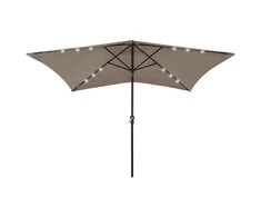 Sodo skėtis nuo saulės su LED ir plieniniu stulpu, taupe, 2x3m