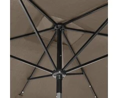 Sodo skėtis nuo saulės su LED ir plieniniu stulpu, taupe, 2x3m