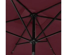 Skėtis nuo saulės su LED ir plieniniu stulpu, raudonas, 2x3m
