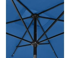 Skėtis nuo saulės su LED ir plieniniu stulpu, mėlynas, 2x3m