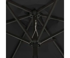 Sodo skėtis nuo saulės su LED, juodas, 200x211cm, aliuminis
