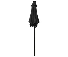 Sodo skėtis nuo saulės su LED, juodas, 200x211cm, aliuminis