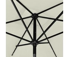 Sodo skėtis nuo saulės su LED ir plieniniu stulpu, smėlio, 2x3m