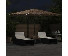 Skėtis nuo saulės su LED/plieniniu stulpu, rudas, 388x388x248cm