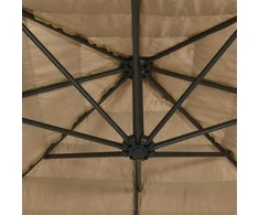 Skėtis nuo saulės su LED/plieniniu stulpu, rudas, 248x248x248cm