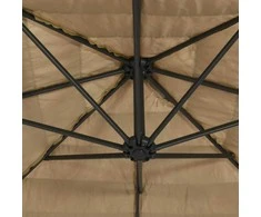 Skėtis nuo saulės su LED/plieniniu stulpu, rudas, 223x223x213cm