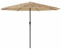 Skėtis nuo saulės su LED/plieniniu stulpu, rudas, 324x324x247cm