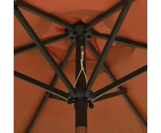 Sodo skėtis nuo saulės su LED, terakota, 200x211cm, aliuminis