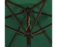 Sodo skėtis nuo saulės su LED, žalias, 200x211cm, aliuminis