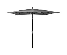 Sodo skėtis su aliuminio stulpu, antracito, 2,5x2,5m, 3 aukščių