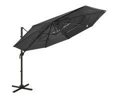 Sodo skėtis su aliuminio stulpu, antracito, 3x3m, 4 aukščių