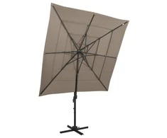 Sodo skėtis su aliuminio stulpu, taupe, 250x250cm, 4 aukščių