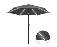 Sodo skėtis su LED ir aliuminio stulpu, antracito, 300cm