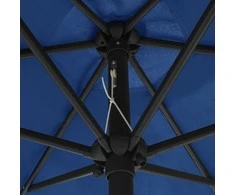 Sodo skėtis su LED ir aliuminio stulpu, mėlynas, 270cm