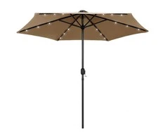 Sodo skėtis su LED ir aliuminio stulpu, taupe, 270cm