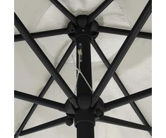 Sodo skėtis su LED ir aliuminio stulpu, smėlio baltas, 270cm