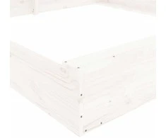 Smėlio dėžė su sėdynėmis, balta, pušies masyvas, kvadratinė
