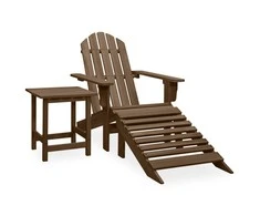 Sodo Adirondack kėdė su otomane ir staliuku, ruda, eglė