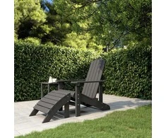 Sodo Adirondack kėdė su pakoja, antracito spalvos, HDPE