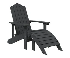 Sodo Adirondack kėdė su pakoja, antracito spalvos, HDPE