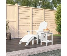 Sodo Adirondack kėdė su pakoja ir staliuku, balta, HDPE