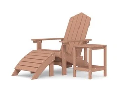 Sodo Adirondack kėdė su pakoja ir staliuku, ruda, HDPE