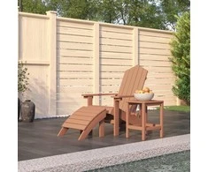 Sodo Adirondack kėdė su pakoja ir staliuku, ruda, HDPE
