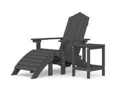 Sodo Adirondack kėdė su pakoja ir staliuku, antracito, HDPE