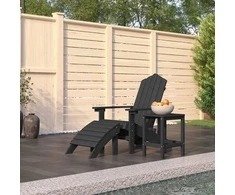 Sodo Adirondack kėdė su pakoja ir staliuku, antracito, HDPE