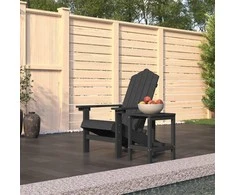 Sodo Adirondack kėdė su staliuku, antracito spalvos, HDPE