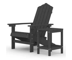 Sodo Adirondack kėdė su staliuku, antracito spalvos, HDPE