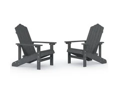 Sodo Adirondack kėdės, 2vnt., antracito spalvos, HDPE