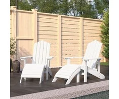 Sodo Adirondack kėdės su pakojomis, 2vnt., baltos spalvos, HDPE