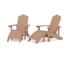 Sodo Adirondack kėdės su pakojomis, 2vnt., rudos spalvos, HDPE