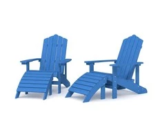 Sodo Adirondack kėdės su pakojomis, 2vnt., mėlynos, HDPE