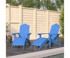 Sodo Adirondack kėdės su pakojomis, 2vnt., mėlynos, HDPE