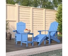 Sodo Adirondack kėdės su pakojomis ir staliuku, mėlynos, HDPE