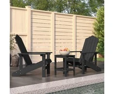 Sodo Adirondack kėdės su staliuku, antracito spalvos, HDPE