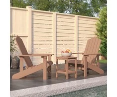Sodo Adirondack kėdės su staliuku, rudos spalvos, HDPE
