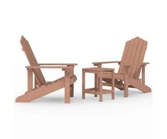 Sodo Adirondack kėdės su staliuku, rudos spalvos, HDPE